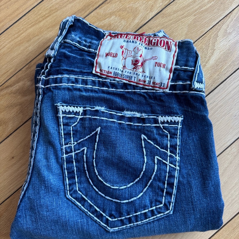 True Religion Bobby Super T  Dark Blue Denim Jeans. Made in USA 🇺🇸.